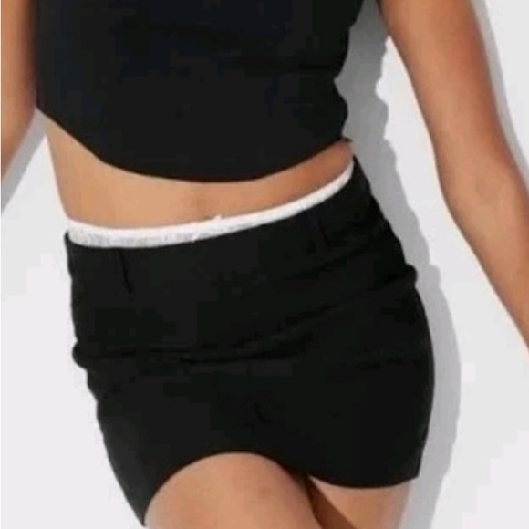 Wild Fable Black Stretch Peek-A-Boo Lace Mini Skirt with belt loops - Picture 3 of 4
